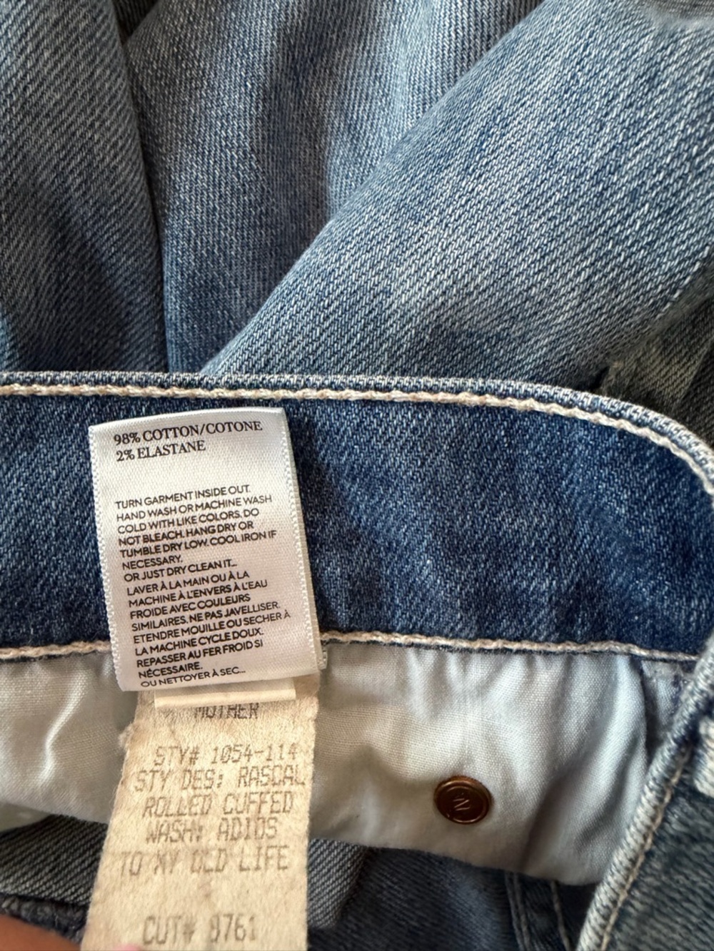 MOTHER Straight-Leg Mid Blue Jeans rascal raw hem - Picture 8 of 8
